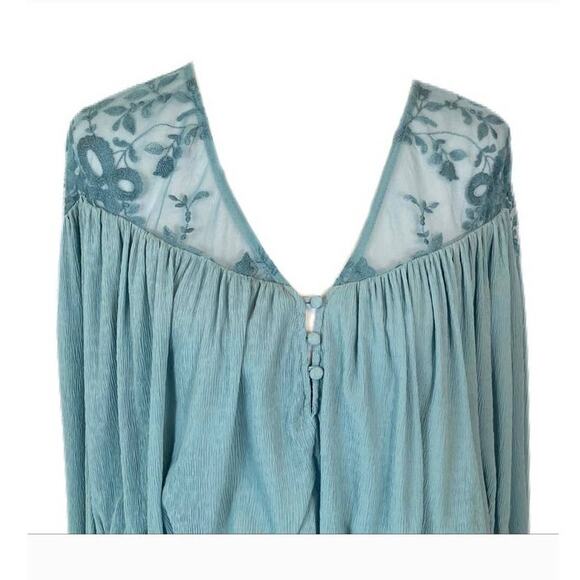 New Free People Clementine Boho Floral Maxi Dress $250 XS/S/M Blue Lace Chiffon - Picture 3 of 6